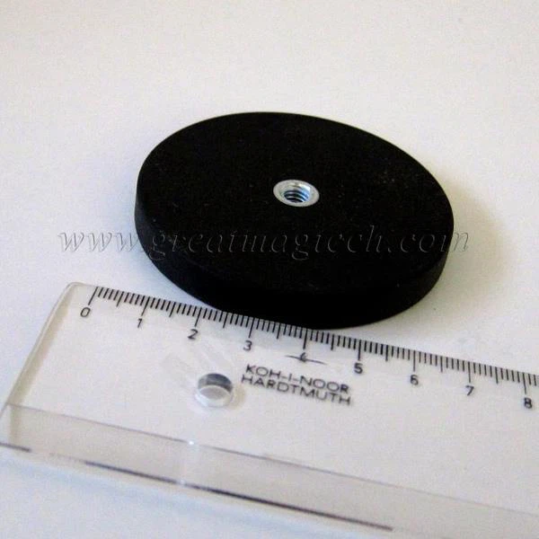 Rubber coated magnetic base with internal thread